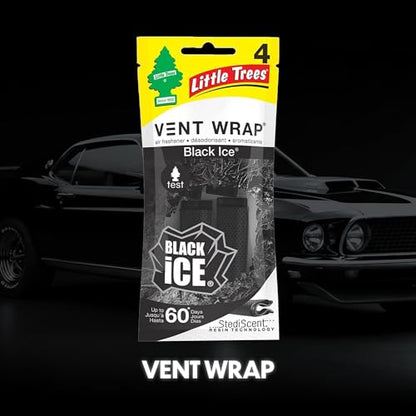 LITTLE TREES Car Air Freshener | Vent Wrap Provides Long Lasting Scent, Invisibly Fresh | 16 Air Fresheners | Black Ice - color: Black Ice