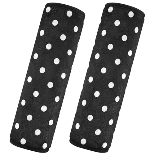 Bolaz Black Polka Dots Car Seat Strap Pads Seatbelt Covers Cushion Shoulder Strap Pads for Adults Soft 2Pcs - color: Black Polka Dots, size: Small