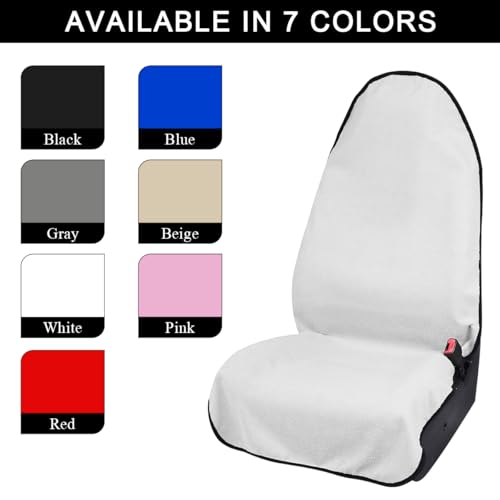 DXNQ Waterproof Car Towel Seat Cover, Sweating Non-Slip Premium Towel Carseat Cover Protector, Universal Soft Machine Washable Car Truck SUV Front Seat Cover for Gym Workout Beach Hiking (White) - color: White, 1pc, Front
