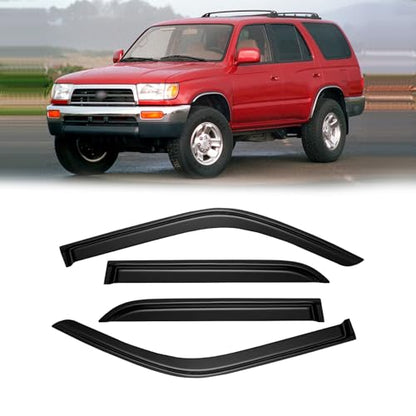 Window Visor for 1996-2002 Toyota 4runner, Out-Channel Rain Guards Shields Vent Deflector Shade Wind Dark Smoke 1997 1998 1999 2000 2001, Tape-On Outside-Mount, 4PCS - style: For 1996-2002 | Toyota 4runner | Out-Channel