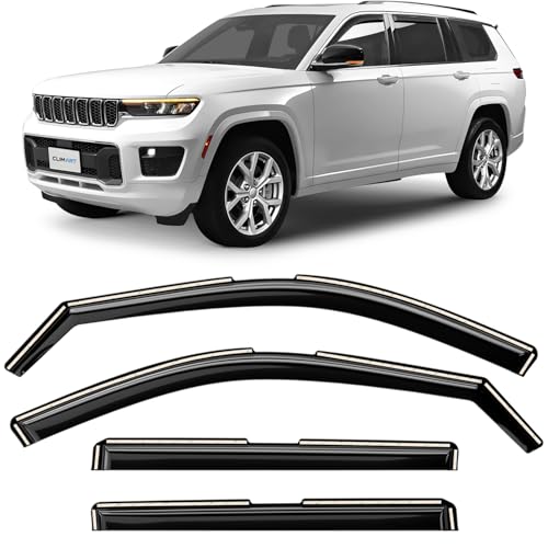CLIM ART in-Channel Incredibly Durable Rain Guards for Jeep Grand Cherokee L 2021-2026, Original Window Deflectors, Vent Window Visors, Vent Deflector, 4 pcs. - 621423 - color: For Grand Cherokee L 21-26