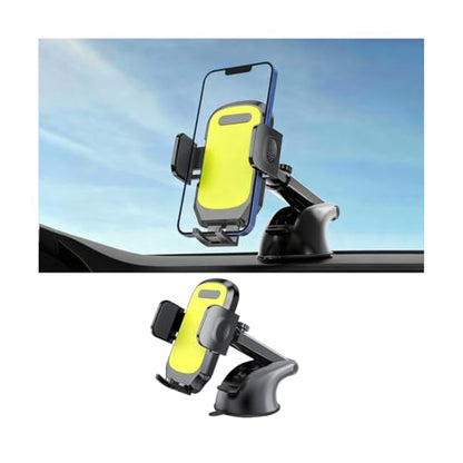 Car Phone Holder, Strong Suction Cup Vehicle Windshield Dashboard Air Vent Cellphone Mount, 360° Rotating Adjustable Smartphone Holder, Universal Automotive Accessories (Yellow) - color: Yellow