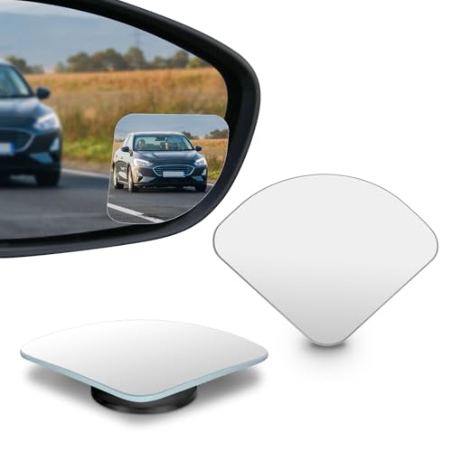 2PCS Blind Spot Mirror, Side Mirror Blindspot, 2" Round HD Glass Frameless Convex Rear View Mirror, 360° Adjustable Wide Angle Side Rear View Accessories for Most Sedan SUV Truck (Fanshaped) - color: Fanshaped