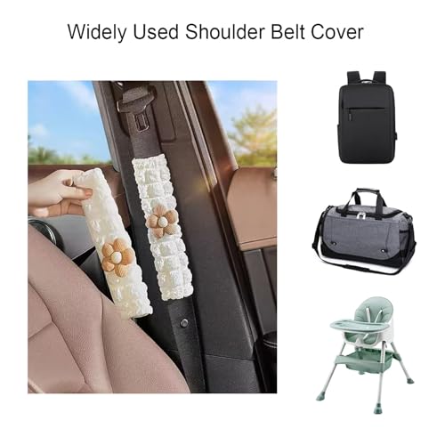 Car Seat Belt Cover Pad, 2 Pack Flower Car Accessorie Seatbelt Covers Cushion Neck Shoulder Strap Protector Universal Seat Belt Cover for Adults and Kids (Texture Flower) - color: Texture flower