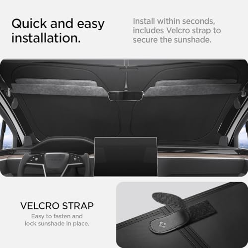 Spigen Windshield Sunshade for All Tesla Model X (2015 to Current) Triple-Coated Front Sun Shade - size: Model X