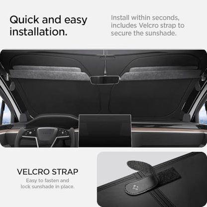 Spigen Windshield Sunshade for All Tesla Model X (2015 to Current) Triple-Coated Front Sun Shade - size: Model X