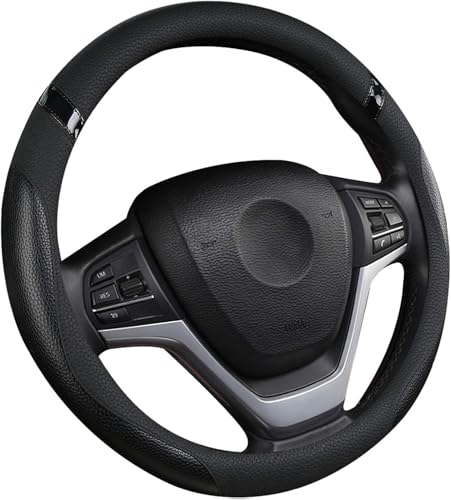 Cxtiy Car Steering Wheel Cover for Men Women Universal Leather Steering Covers for Car SUV (Full-Black) - color: Full-black
