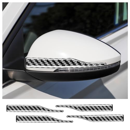 4PCS Car Rear View Mirror Anti-Collision Strip,Glossy Carbon Fiber Car Stickers and Decals for Decorations & Protections,Universal Automotive Exterior Accessories for Side View Mirror