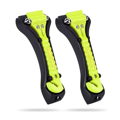 MOTORBUDDY 2-Pack Car Safety Hammer Seatbelt Cutter,Auto Emengency Escape Tool with Windows Glass Breaker, Escape Tool for Car Accidents,Grow in The Dark - color: Glowing-green