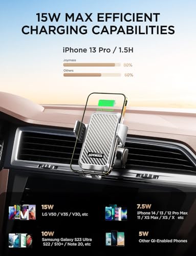 JOYMASS Wireless Car Charger, Phone Holders for Your Car, 15W Auto Clamping Phone Mount Car Accessories for iPhone 16 15 14 13 12 Mini Pro Max, Samsung Galaxy S24 Ultra S23 S22+ Note 20, etc - Silver - color: SILVER