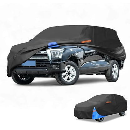 Waterproof All-Weather Universal Car Cover with Right Side Zipper, 190T Polyeste Black Blue Fits for SUV 190" to 200" Length - size: Fit for Suv Length 190" to 200"