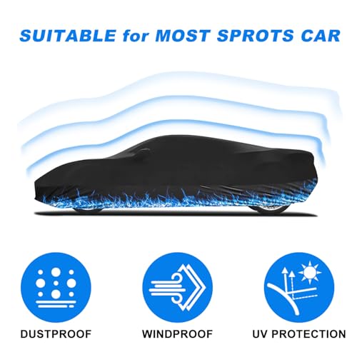 Erato Indoor Car Cover – Elastic Full Coverage Stretch Breathable Dustproof for Underground Garage, Car Show, Flame Pattern, Fits Full-Size Sporty Car up to 181 Inches, Custom-Fit Style, Black - size: L-Sport Car