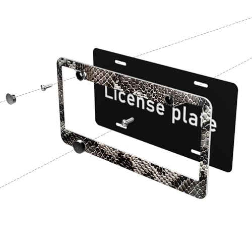 Snake License Plate Frame Abstract Animal Snake Car Front License Plate Personalise Stainless Steel Funny Design Compatible with Standard License Plate Holder for USA and Canada 12.2" X 6.2" - color: Snake_30