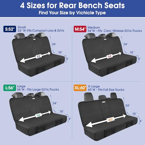 ALLANSING Upgraded 900D Heavy Duty Dog Back Bench Seat Cover, Car Seat Protector, Fits Full Size Trucks, 3 Seatbelts & Armrest Compatible, Waterproof Nonslip Pet Backseat Cover for Dogs & Kids - size: X-Large-60"W