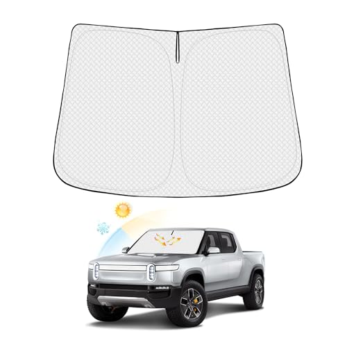 Canvcle Windshield Sun Shade for 2022-2025 2026 Rivian R1T Truck Accessories Thicken 6-Layer Front Window Sunshade Cover Sun Visor Protector Foldable Block UV Rays Keep Vehicle Cool - size: 1PCS Rivian R1T 2022-Present