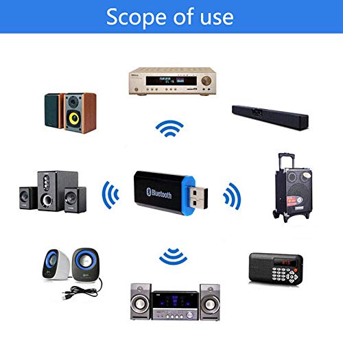USB Bluetooth Adapter, Bluetooth USB Audio Receiver Wireless Adapter for Home/Car Stereo System, Portable Speakers with AUX in & 3.5mm Cable (Black) - color: Black