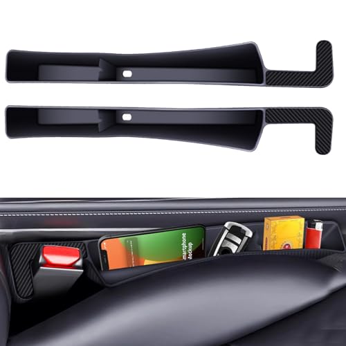 2PCS Car Seat Gap Filler, Vehicle Seat Organizer for Avoiding Dropped Items, Fill The Gap Between Seat and Console, No Drop Seats Guard for Coins Wallets Keys, Universal Car Accessories (Black) - color: Black