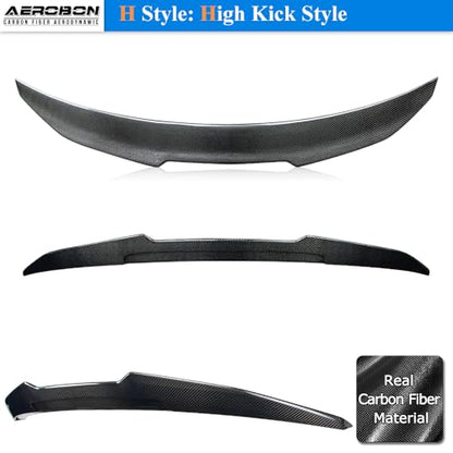AeroBon Real Carbon Fiber Trunk Spoiler Compatible with 2014-2020 Audi A3 S3 RS3 Spoiler 8V Sedan Rear Spoiler (H Style) High Kick - size: H