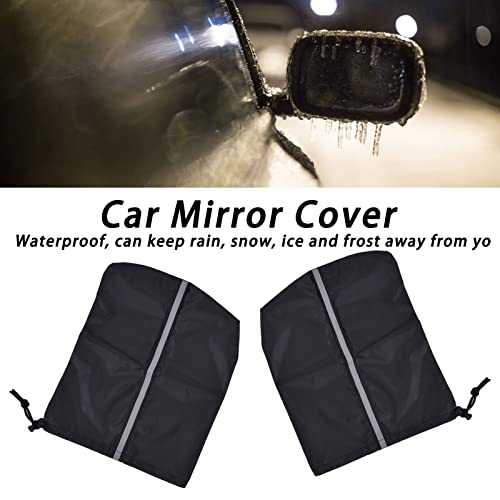 Car Mirror Covers, Waterproof Winter Side Mirror Protectors with Reflective Strips Easy Installation Universal Fit 13x10.6 inches Polyester Taffeta for SUV Minivan Truck Snow Ice Protection