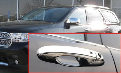 Chrome Side Door Handle and Half Mirror Covers Add-on Style Compatible with Dodge Durango/Grand Cherokee 2011-2021
