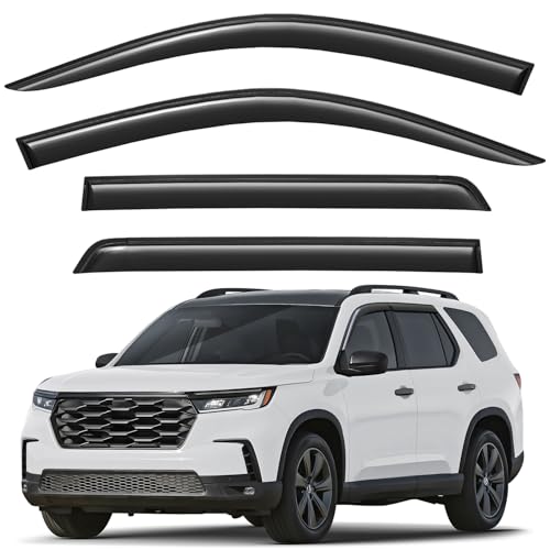 Window Deflectors Smoke Tinted Tape-On Side Window Vent Visor Deflectors Rain Guards Compatible with Honda Pilot 2023-2026 - 4 pcs. GW0940 - color: For Pilot 23-26