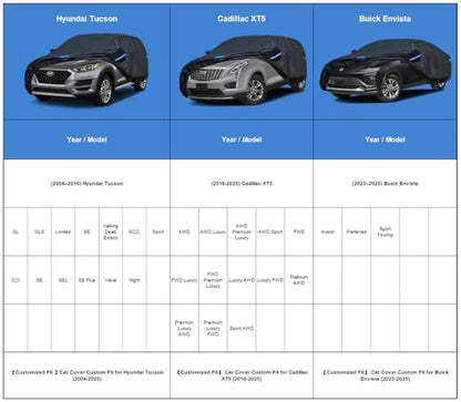 Kayme SUV Car Cover Custom Fit for Hyundai Tucson, Cadillac XT5, Buick Envista, Windproof Upgraded & 100% Waterproof All-Weather Full Exterior Cover Rain Sun Snow Protector with Door Zipper, Towel - size: Fit for Hyundai Tucson, Buick Envista,Cadillac XT5
