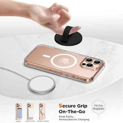 Magnetic Phone Grip Ring Holder, Liquid Silicone Magnet Cell Phone Grip Finger Loop, Compatible with Magsafe, Back of Phone for iPhone 17/16/15/14/13/12 Series, Black - color: Black