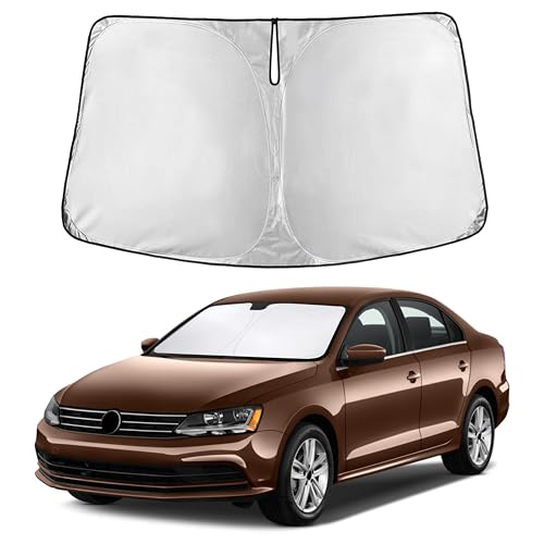 Autovir Windshield Sun Shade Fit for 2011-2016 2017 2018 Volkswagen Jetta Sun Shade, Front Window Sun Visor, UV Protection, Heat Blocker, Foldable Car Accessories - size: For Volkswagen Jetta 2011-2018