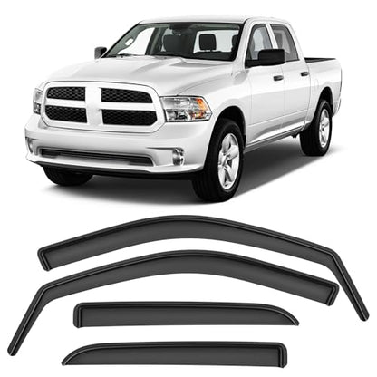 in-Channel Rain Guards Compatible with 2009-2018 Dodge RAM 1500 Crew Cab, Durable Side Windows Rain Guard, 2016 Ram 1500 Wind Deflectors Black 4PCS - size: 2009-2018 RAM 1500 Crew Cab (In-Channel)