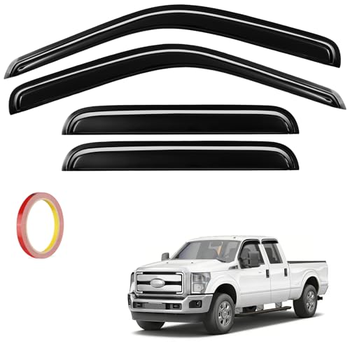 4Pcs Window Vent Visors, Outside-Mount Window Deflectors, Rain Guards for 1999-2016 Ford F250 F350 F450 F550 SuperCrew Cab - size: 1999-2016 F250 F350