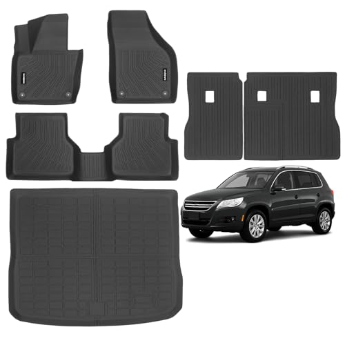 Naibeve Floor Mats for 2009-2017 Volkswagen Tiguan - All Weather Custom Fit for Volkswagen Tiguan Floor Mats Cargo Mat Backrest Mats Waterproof Interior Accessories - size: 1)Tiguan|2009-2017