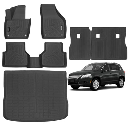 Naibeve Floor Mats for 2009-2017 Volkswagen Tiguan - All Weather Custom Fit for Volkswagen Tiguan Floor Mats Cargo Mat Backrest Mats Waterproof Interior Accessories - size: 1)Tiguan|2009-2017