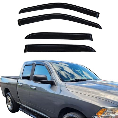 Tape On Window Visors Rain Guards Deflectors for 2009-2018 Ram 1500 Crew/Mega Cab/Full-Size Cab, Side Vent Visors Shades for 2010-2024 Ram 2500 & 3500, 2019-2024 Ram 1500 Classic Body Models Only - size: For Ram 1500 Crew/Mega Cab 2009-2018