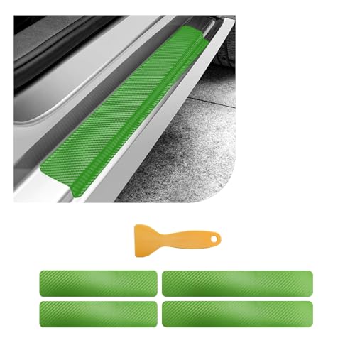 Dickno 4 PCS Car Door Sill Protector, 3D Carbon Fiber Auto Door Entry Edge Guard Protection Trim, Anti-Scratch Threshold Cover Strips, Sill Protection Sticker for Car SUV Truck (Green) - color: 3D Green