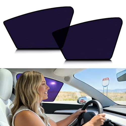 ZATOOTO Tesla Model Y Juniper 2020-2026 Front Window Shade for Driver & Passenger, Bluish-Purple Static Cling Car Window Shades | Block Harsh Sunlight | Sun Shade UV Blocker with Storage Bag - color: Bluish-Purple 2-Pcs for Front, size: Tesla Model Y/Juni