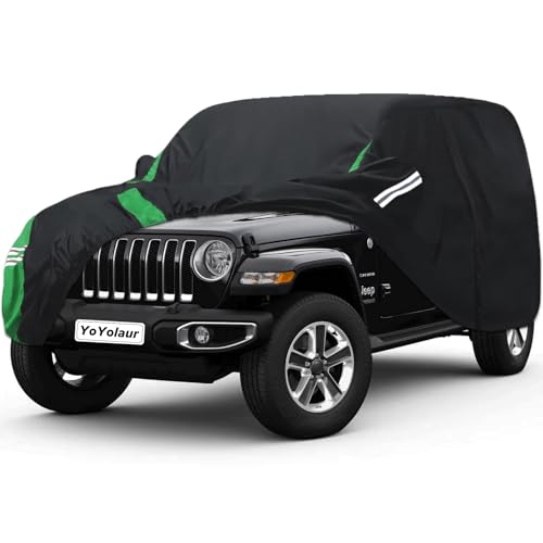 Car Cover Compatible with Jeep Wrangler Waterproof 4 Door Custom Fits for TJ YJ CJ JK JL, Outdoor Full Exterior Rain Snow Dust UV Protection with Driver Door Zipper - size: Custom Fit for Jeep Wrangler 4 Door（full Covers）