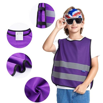 A-SAFETY kids High Vis Reflective construction Safety vest - color: Purple, size: 10-14Year