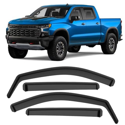 in-Channel Rain Guards Fit for Chevy Silverado 1500 2019-2026 Crew Cab, Durable Side Windows Rain Guard Compatible with GMC Sierra 1500 Crew Cab 2019-2026 Wind Deflectors Black 4 PCS - size: Fit for Chevy Silverado/Gmc Sierra 1500 2019-2026
