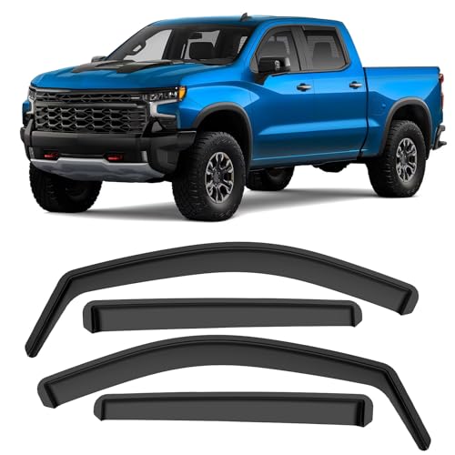 in-Channel Rain Guards Fit for Chevy Silverado 1500 2019-2026 Crew Cab, Durable Side Windows Rain Guard Compatible with GMC Sierra 1500 Crew Cab 2019-2026 Wind Deflectors Black 4 PCS - size: Fit for Chevy Silverado/Gmc Sierra 1500 2019-2026