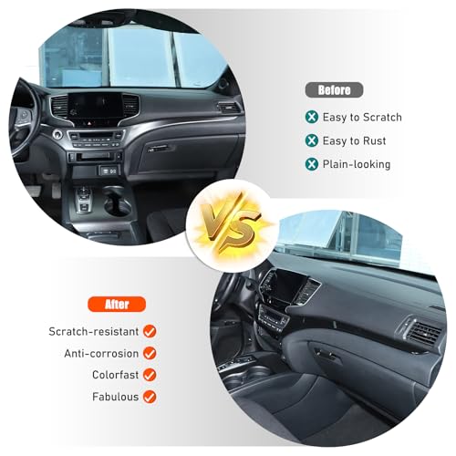 Dashboard Panel Cover Trim for Honda Pilot 2016-2022/ Passport 2019-2025/ Ridgeline 2016-2020 Accessories, Center Console Panel Strip Trim, Center Console Upper Center Pillar Trim, ABS (Glossy Black) - color: Glossy Black