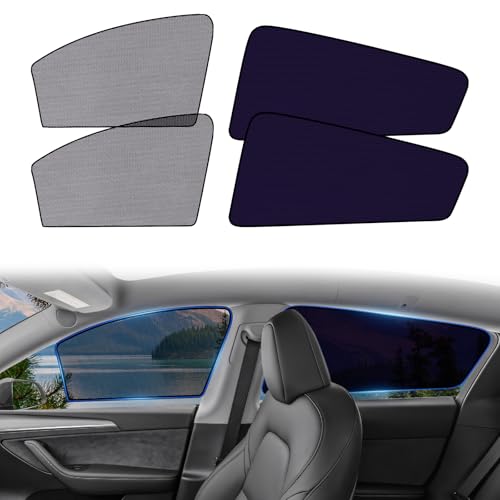 XCBYT Tesla Model Y Window Shades (2020–2026) - Static Cling Privacy Rear Side Window Covers, Clear Front Half Window Shades, Easy Install, No Residue (4 PCS) - size: Model Y(2020-2026 ) - 4pcs