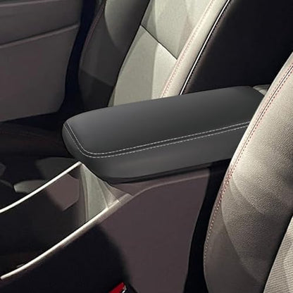 Car Armrest Cover Waterproof Center Console Pad Scratch Resistance Box Cover Anti-Scratch Leather Protector Pad for Chevy Trax 2024 2025 2026 Accessories(Black + White Stitches) - color: Black + White Stitches