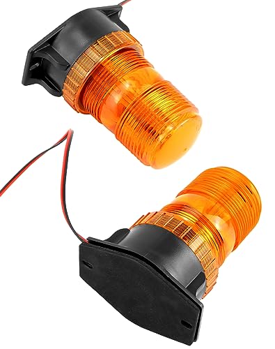 QWORK Amber Led Strobe Lights, Warning Emergency Flashing Beacon Lights for Trucks, Cars, Bus, Tractor, Mower, ATV, Golf Carts, UTV, 2 Pack - size: 2 Pack