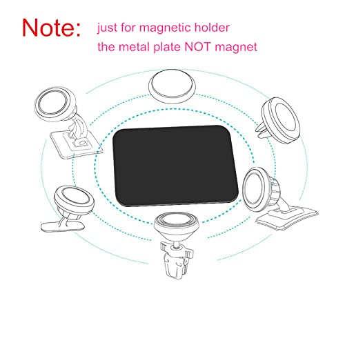 SALEX Replacement Metal Plates Set 16 Pack for Magnetic Car Phone Holders, Wall, Air Vent Mounts, Cases, Magnets. Kit of 8 Black Round and 8 Rectangular Iron Discs Without Holes. 3M Adhesive Backing - color: Mix / 16 Pack