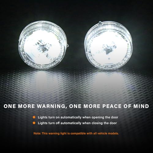 4 PCS Wireless Car Door LED Warning Lights, 5 LED Roadside Strobe Lamp for Anti Rear End Collision, Universal Flashing Safety Signal Light for Sedans SUVs Trucks Vans (White) - color: White