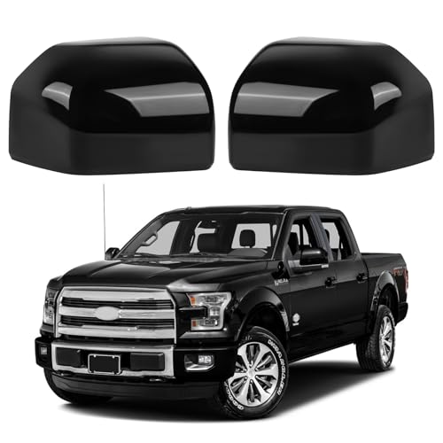 Glossy Black Direct Replacement Side Mirror Covers Caps for 2015-2020 Ford F150, Directly Replace Style, Not Sticker Style (Black) - color: Black