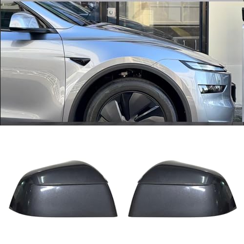 Compatible with Tesla Model Y Juniper Side Mirror Cover Replacement 2025(Universal 2021-2024), Left & Right Side Rearview Mirror Cover Cap for Model Y Juniper Accessories(Silver)2pcs - color: Silver