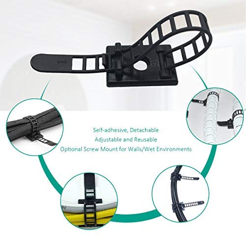 50 Pieces Cable Management Desk Wire Organizer Cable Ties Zip Ties Adhesive Cord Clips Cord Keeper Desk Wire Management - size: 50 Pieces