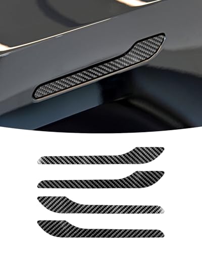 KKTR-CAR Door Handle Cover, Real Glossy Carbon Fiber Door Handle Trim Protector Set Compatible with Tesla Model y Model 3 2017-2025 Real Glossy Carbon Fiber (4 Pieces) - color: Real Glossy Carbon Fiber