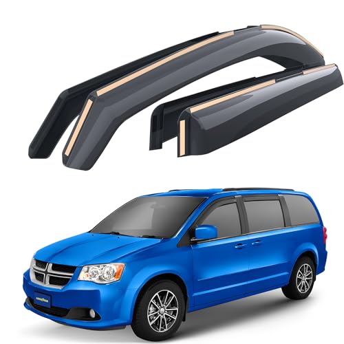 Goodyear Shatterproof in-Channel Window Deflectors for Dodge Grand Caravan 2008-2020, Rain Guards, Window Visors for Cars, Vent Deflector, Car Accessories, 4 pcs - GY008443 - color: For Grand Caravan 2008-2020
